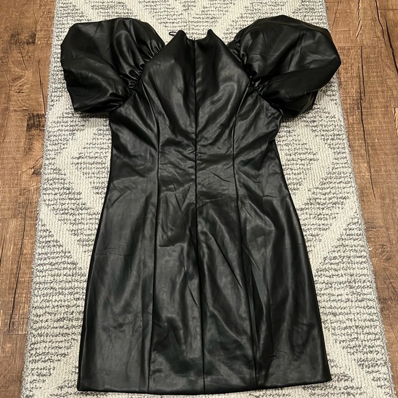 Endless Rose Black Faux Leather Mini Dress - Picture 4 of 12